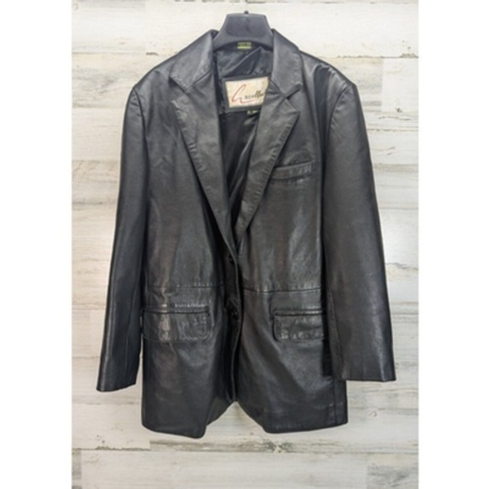 Excelled Women's Leather Jacket Size 8RL‎ 100% Leather Button 2000s Y2K